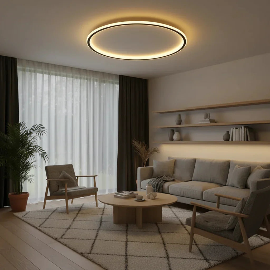 Okrągła skandynawska lampa sufitowa minimalistyczna nowoczesna