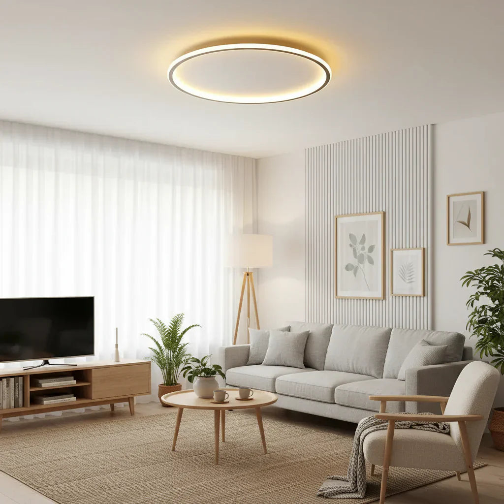 Okrągła skandynawska lampa sufitowa minimalistyczna nowoczesna