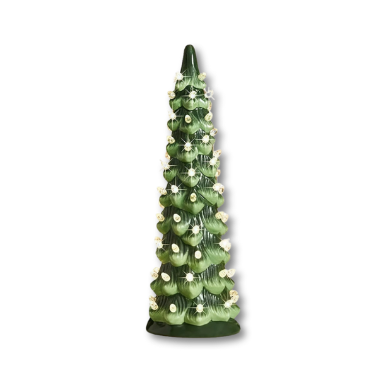 Świąteczna ceramiczna choinka z lampkami LED