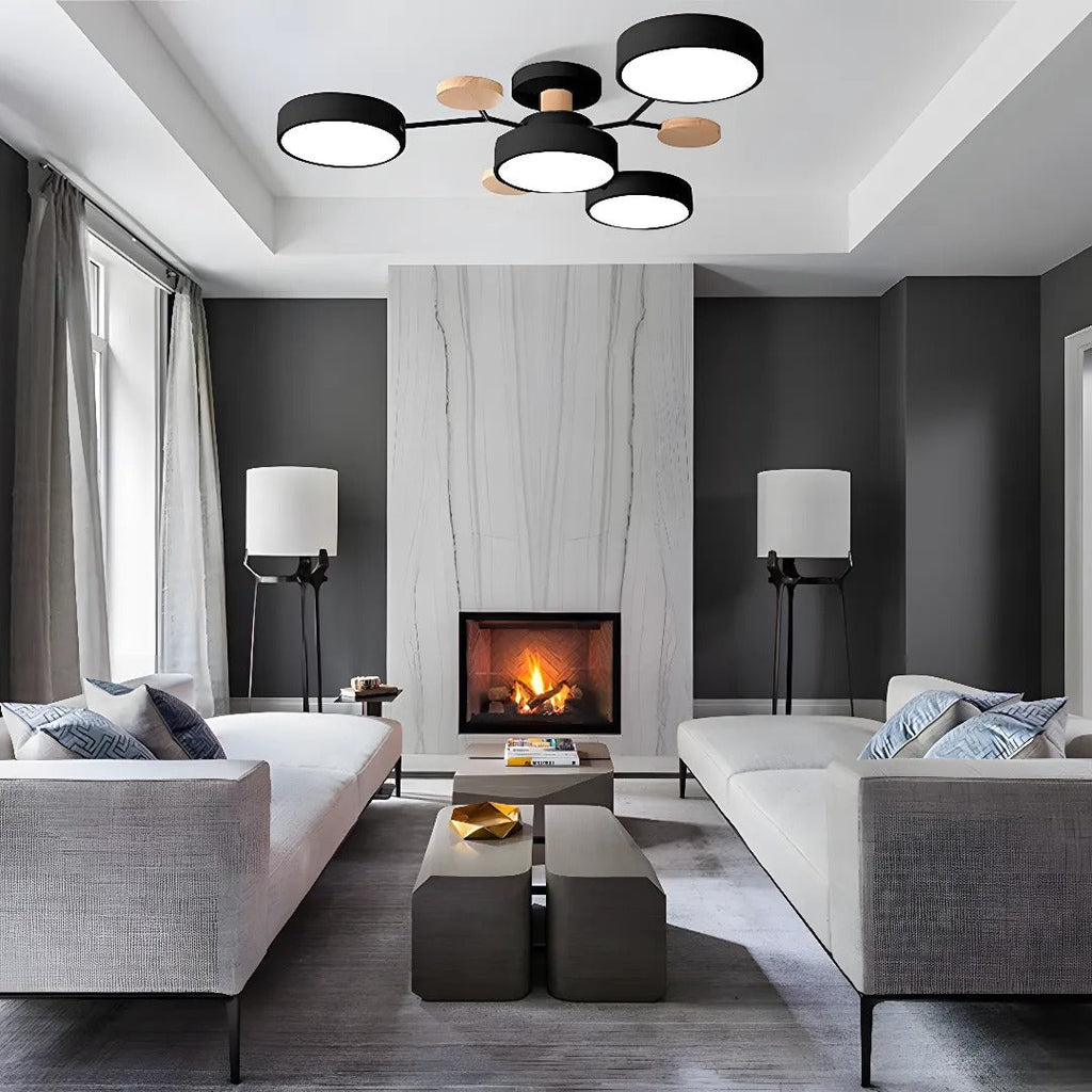 Subtelna geometryczna okrągły lampa sufitowa LED do nowoczesnych pomieszczeń