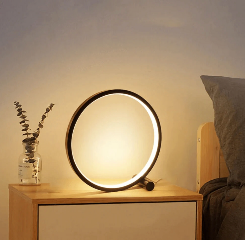 Okrągła elegancka lampa biurkowa LED z funkcją ściemniania i sterowaniem dotykowym