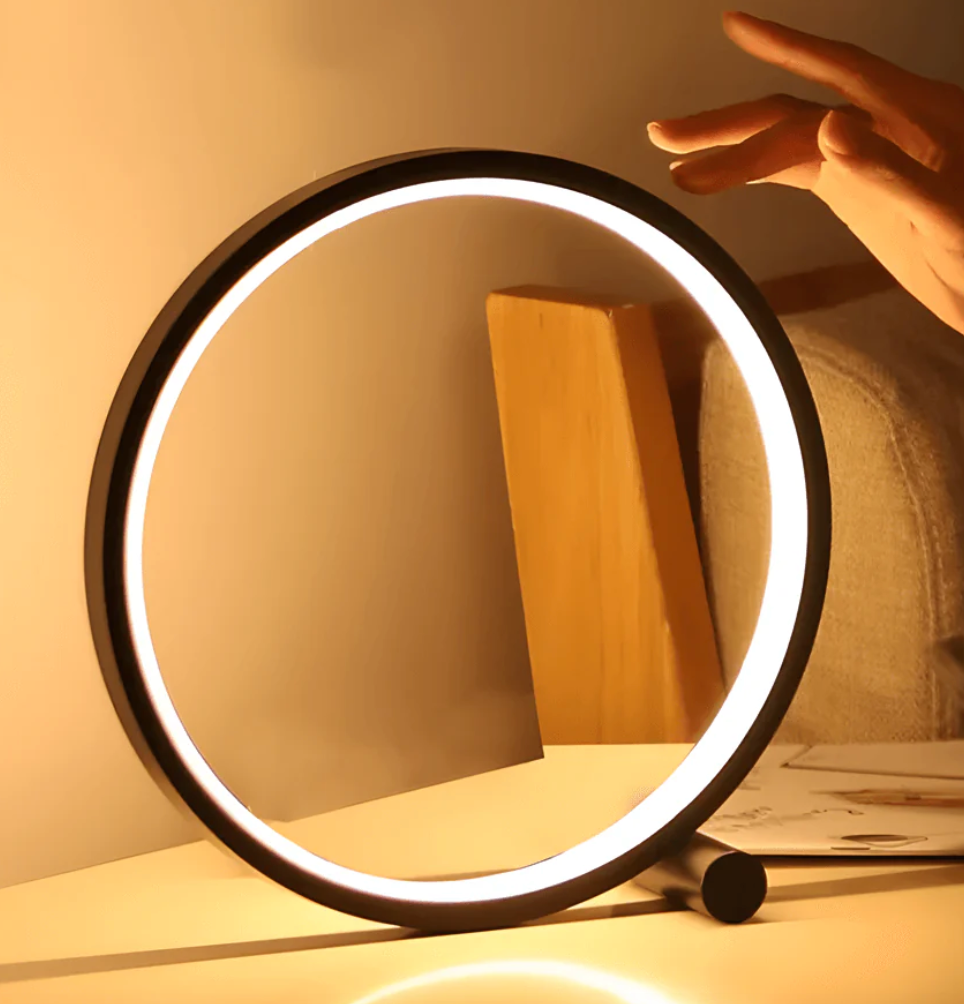 Okrągła elegancka lampa biurkowa LED z funkcją ściemniania i sterowaniem dotykowym