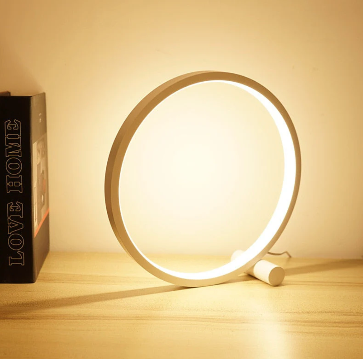 Okrągła elegancka lampa biurkowa LED z funkcją ściemniania i sterowaniem dotykowym