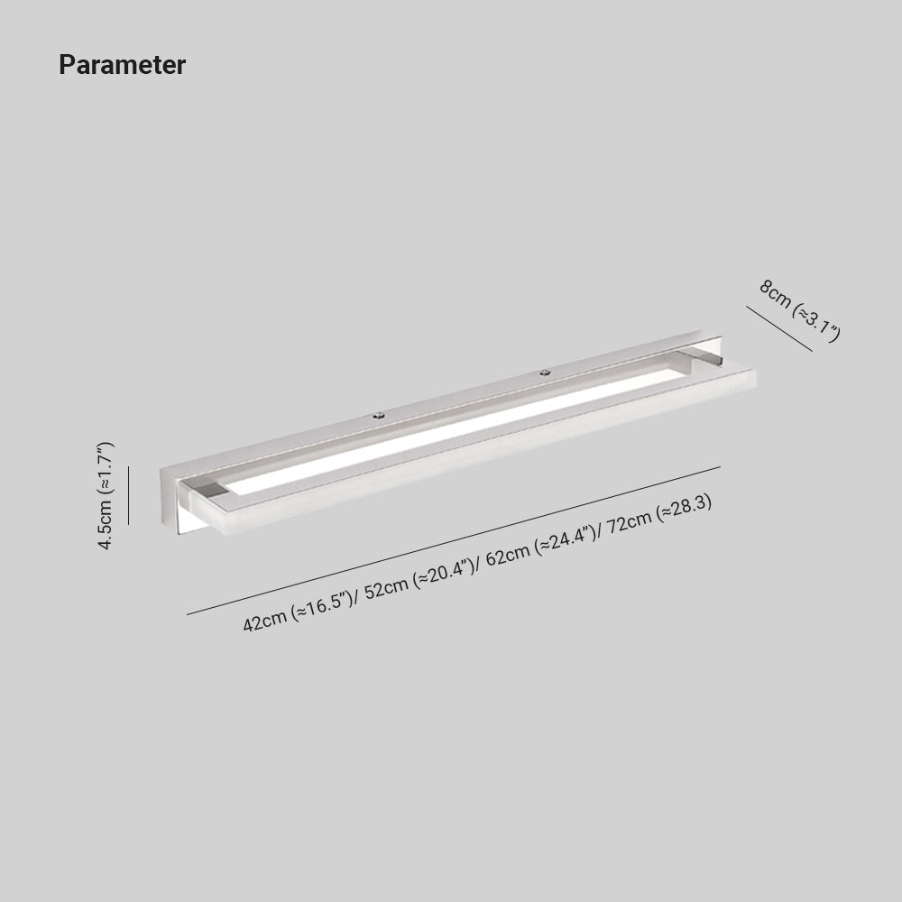 Atmosferyczna prostokątna lustrzany front lampa ścienna LED do wnętrz