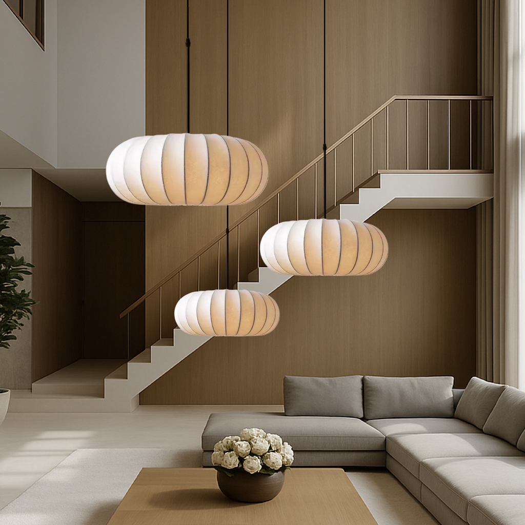 Minimalistyczna lampa sufitowa z ciepłym, nastrojowym światłem