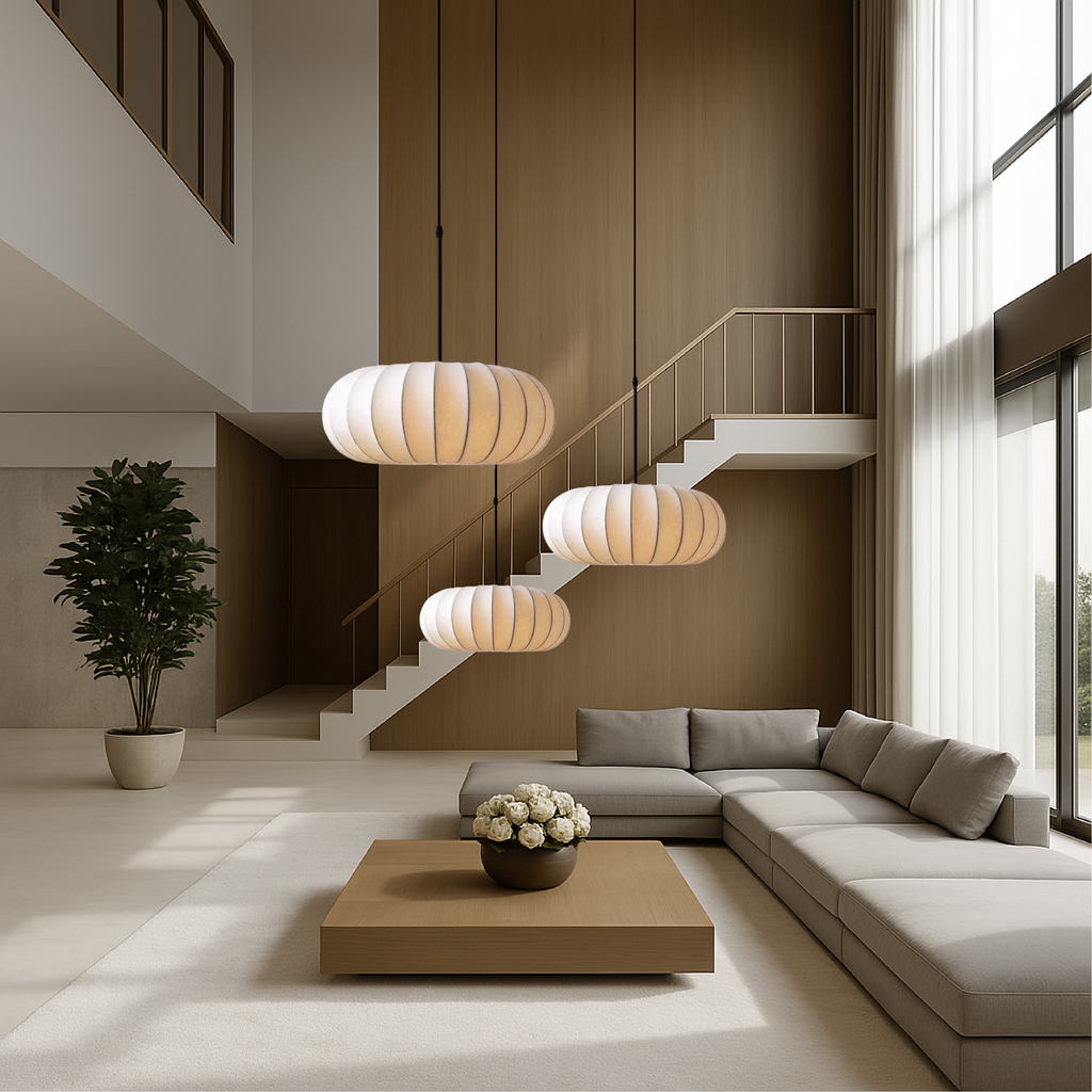 Minimalistyczna lampa sufitowa z ciepłym, nastrojowym światłem