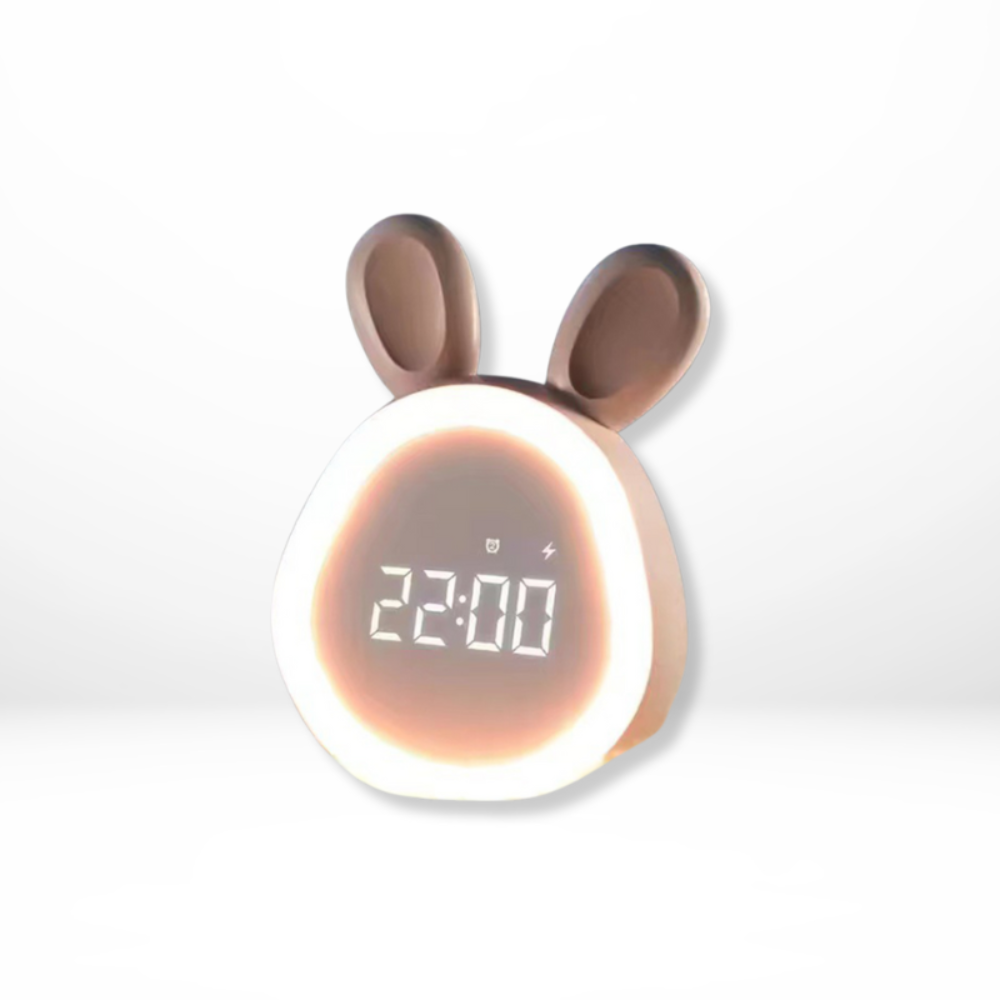 Uroczy LED zegar królik z lampką - idealny dla dzieci