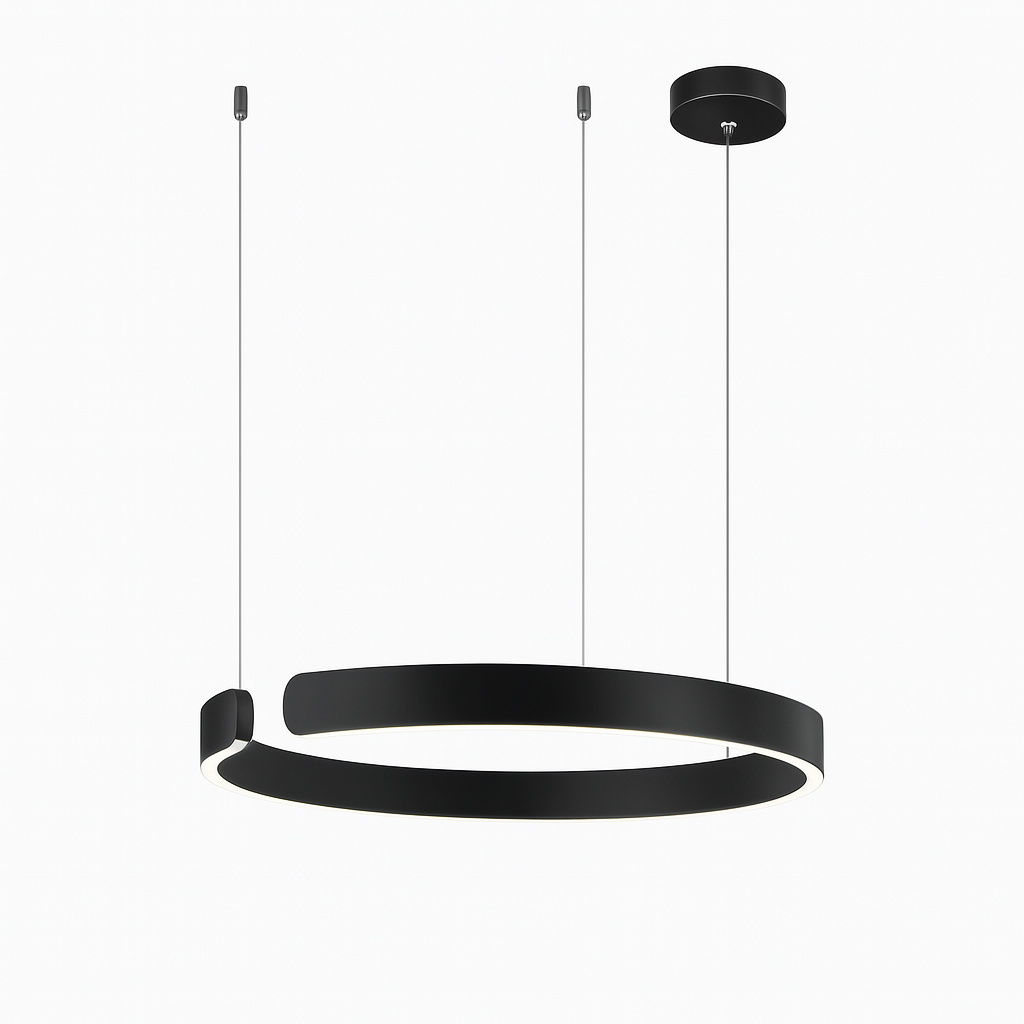 Lampa wisząca z pierścieniem LED do jadalni – nowoczesna oprawa sufitowa