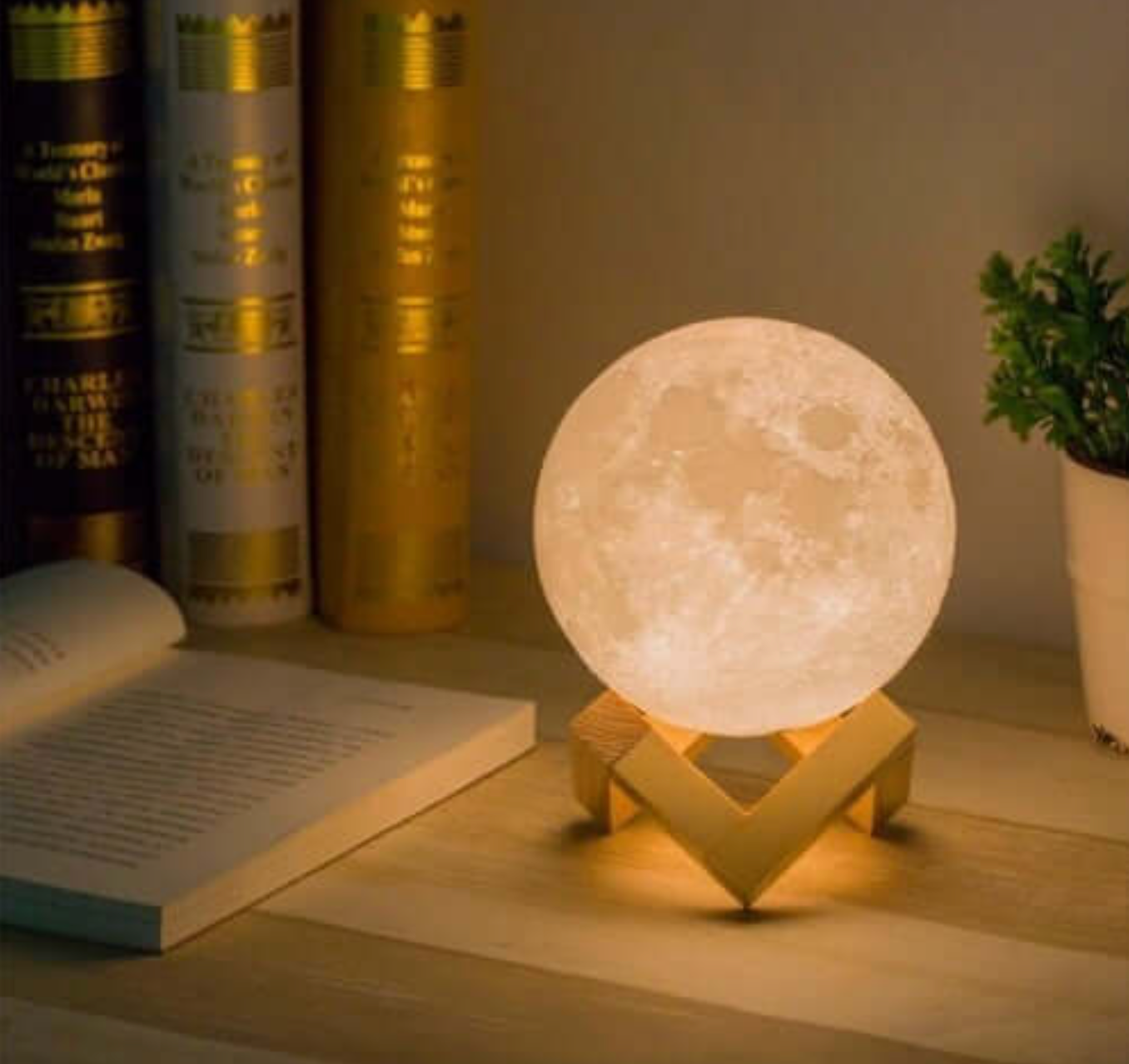 Ładowalna, poprawiająca nastrój bezprzewodowa lampa LED Moon z funkcją ściemniania i pilotem zdalnego sterowania