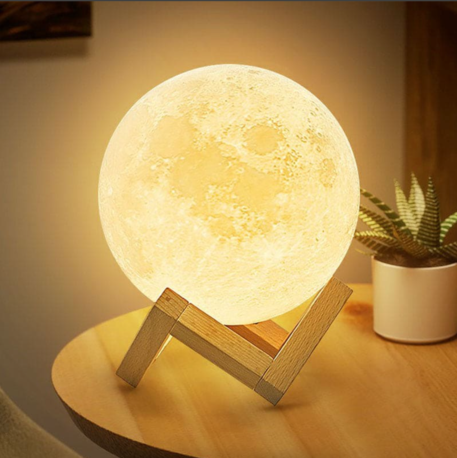 Lampa księżycowa 3D zmieniająca kolory regulowane światło z pilotem