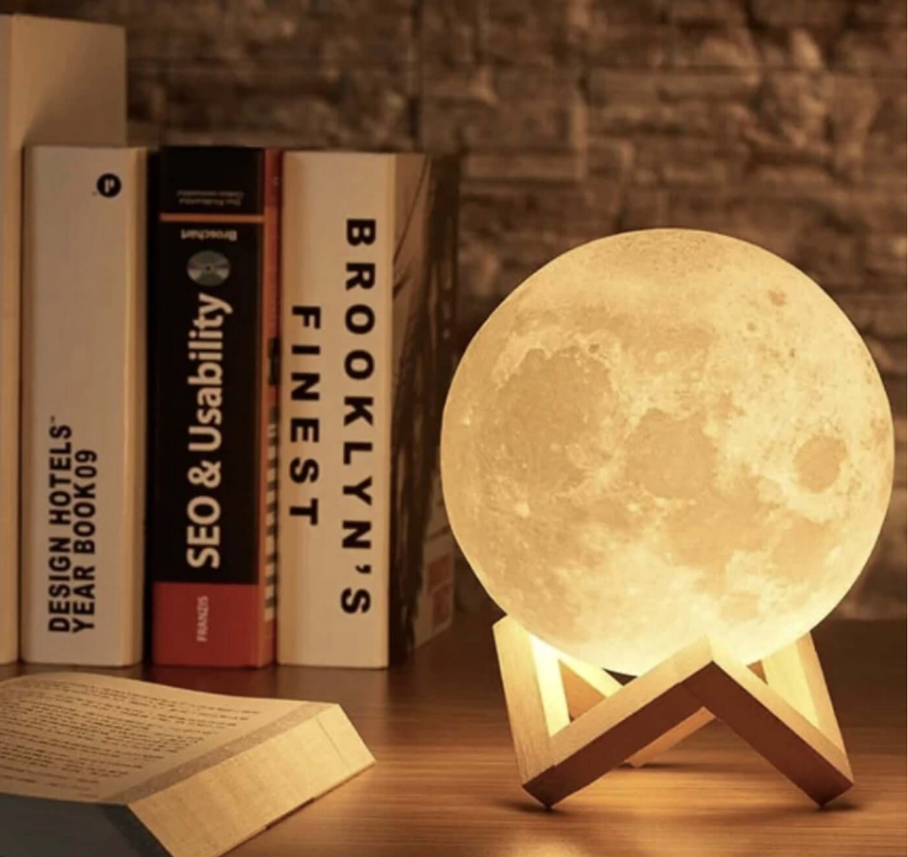 Ładowalna, poprawiająca nastrój bezprzewodowa lampa LED Moon z funkcją ściemniania i pilotem zdalnego sterowania