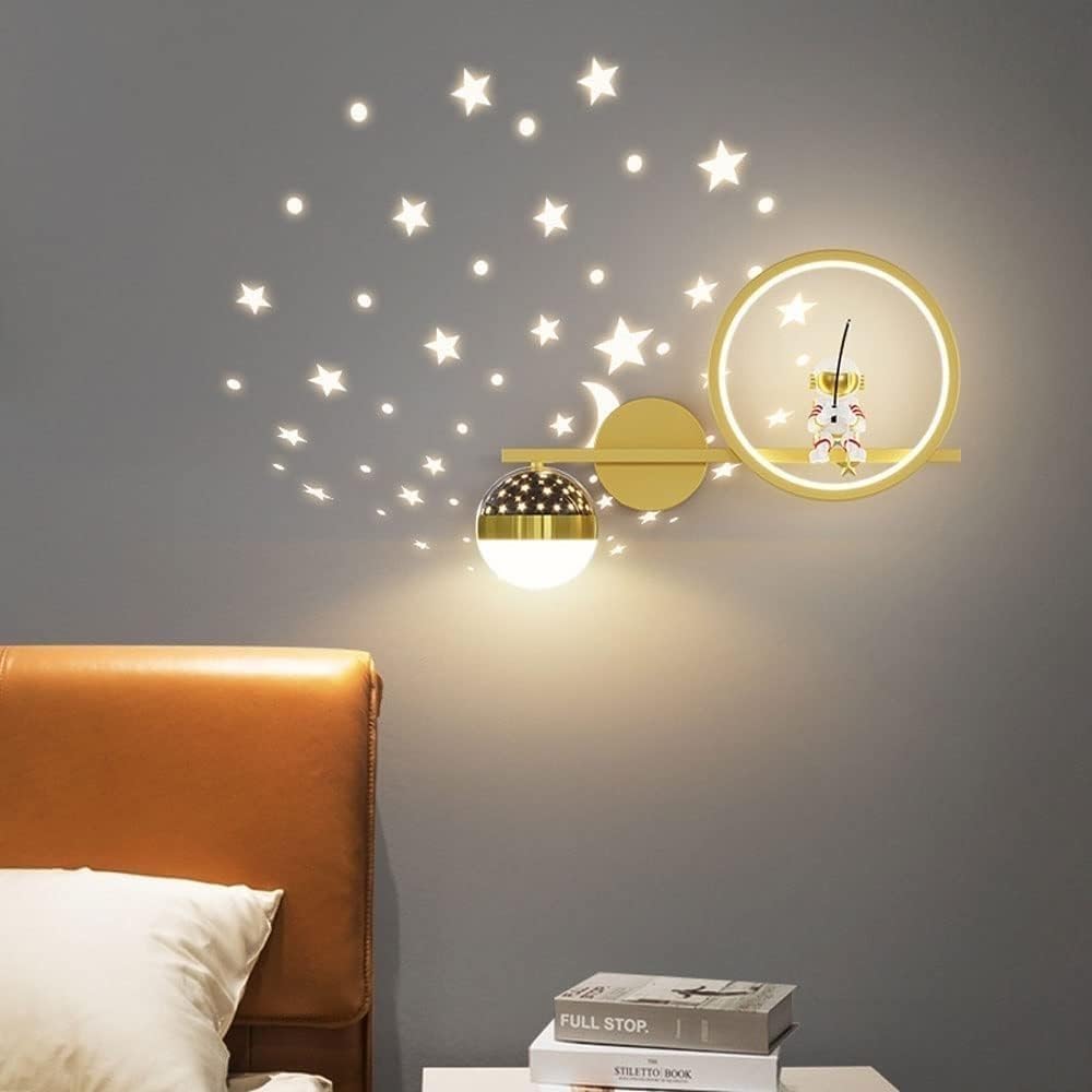 Lampa ścienna LED Starry Glow z ciepłym białym światłem - Bezpieczna dla dzieci i przeznaczona do sypialni