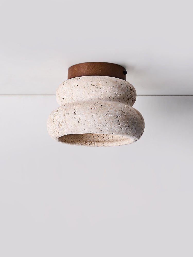 Stylowa lampa sufitowa z trawertynu – oprawa LED z naturalnego kamienia