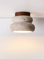 Stylowa lampa sufitowa z trawertynu – oprawa LED z naturalnego kamienia