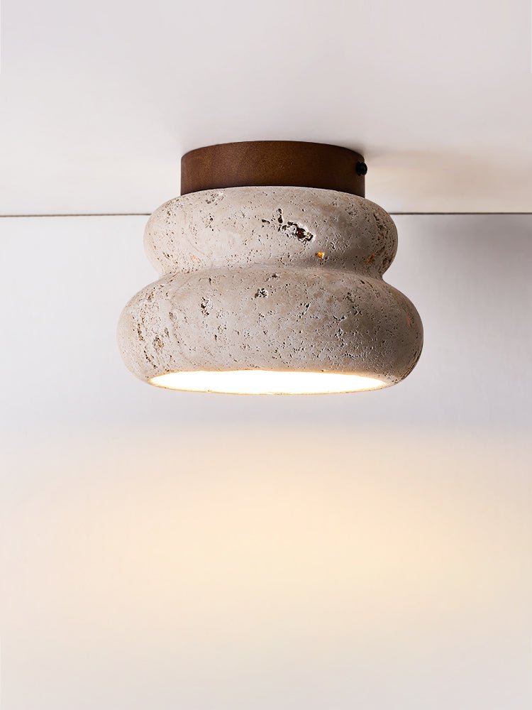 Stylowa lampa sufitowa z trawertynu – oprawa LED z naturalnego kamienia