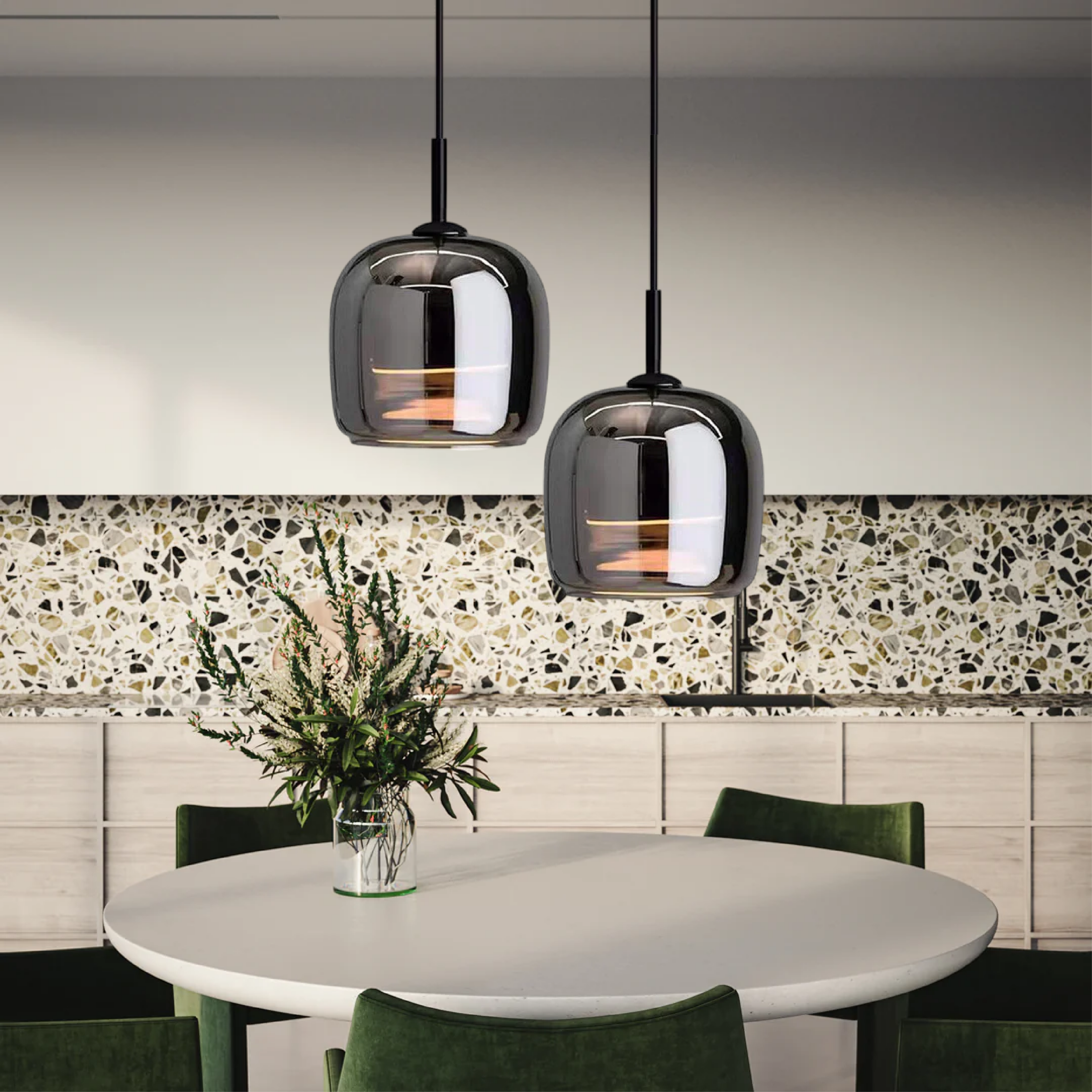 Wnętrze skandynawskie Lampa wisząca w stylu nordyckim z czarnego szkła do nowoczesnego domu