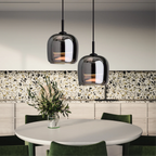 Lampa sufitowa wisząca czarne szkło styl nordycki nowoczesny dom