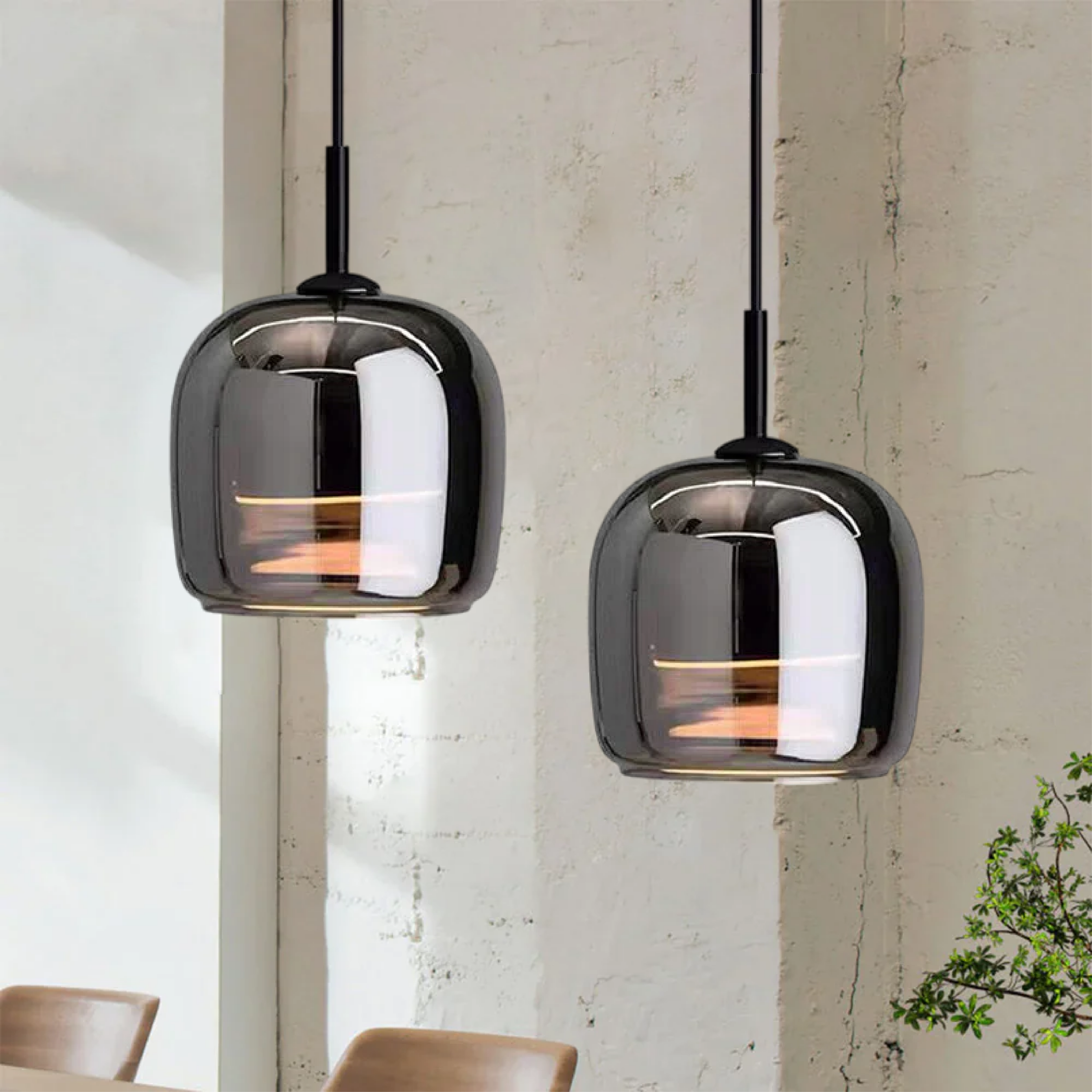 Lampa sufitowa wisząca czarne szkło styl nordycki nowoczesny dom
