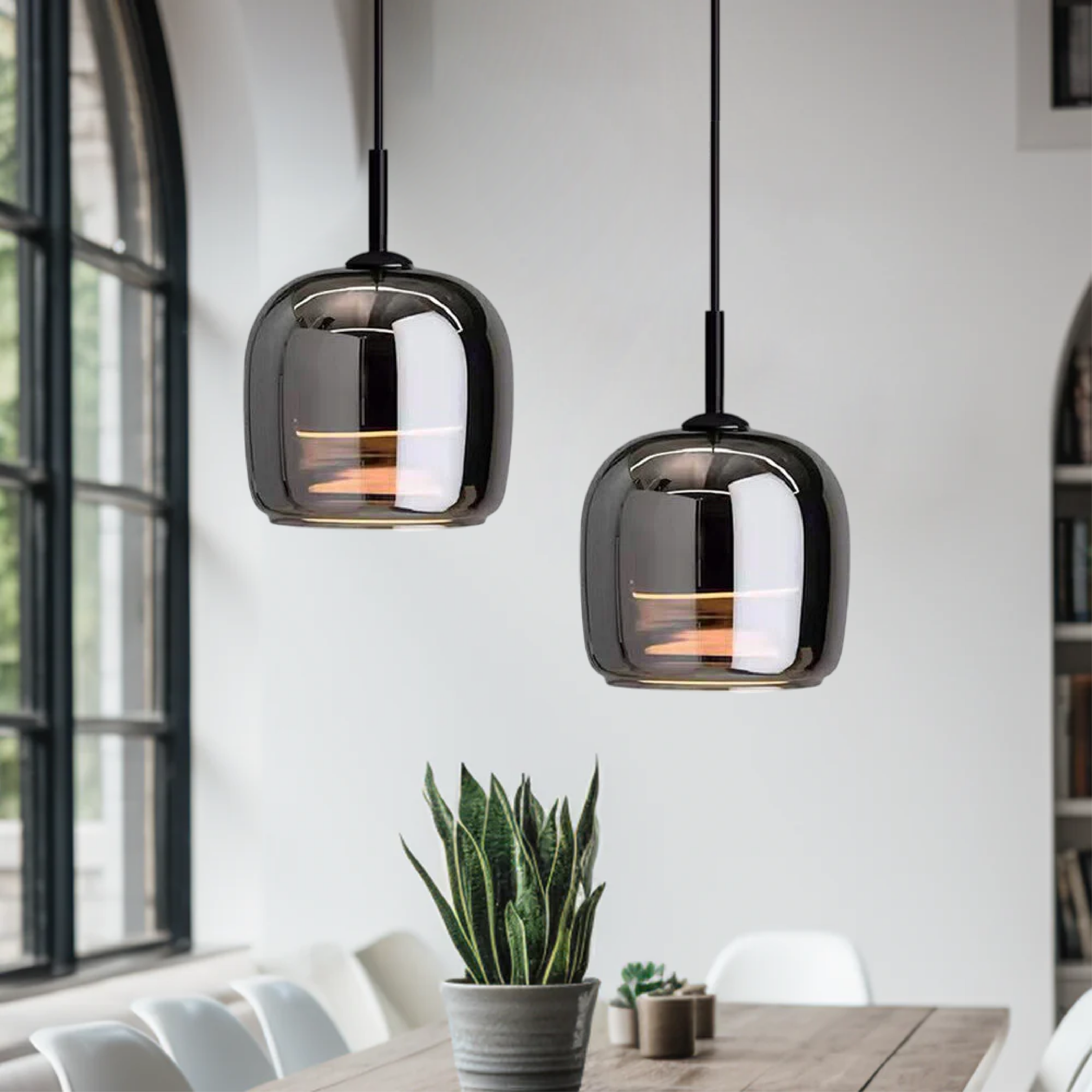 Wnętrze skandynawskie Lampa wisząca w stylu nordyckim z czarnego szkła do nowoczesnego domu
