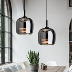 Lampa sufitowa wisząca czarne szkło styl nordycki nowoczesny dom