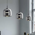 Lampa sufitowa wisząca czarne szkło styl nordycki nowoczesny dom