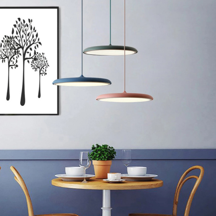 Ponadczasowa skandynawska lampa wisząca LED w kształcie dysku do nowoczesnego domu
