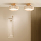 Naturalna trawertynu lampa sufitowa LED – Okrągła oprawa do montażu wpuszczanego