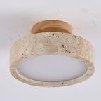 Naturalna trawertynu lampa sufitowa LED – Okrągła oprawa do montażu wpuszczanego