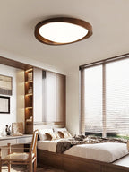 Orzechowy lampa sufitowa LED z zakrzywioną krawędzią do salonu