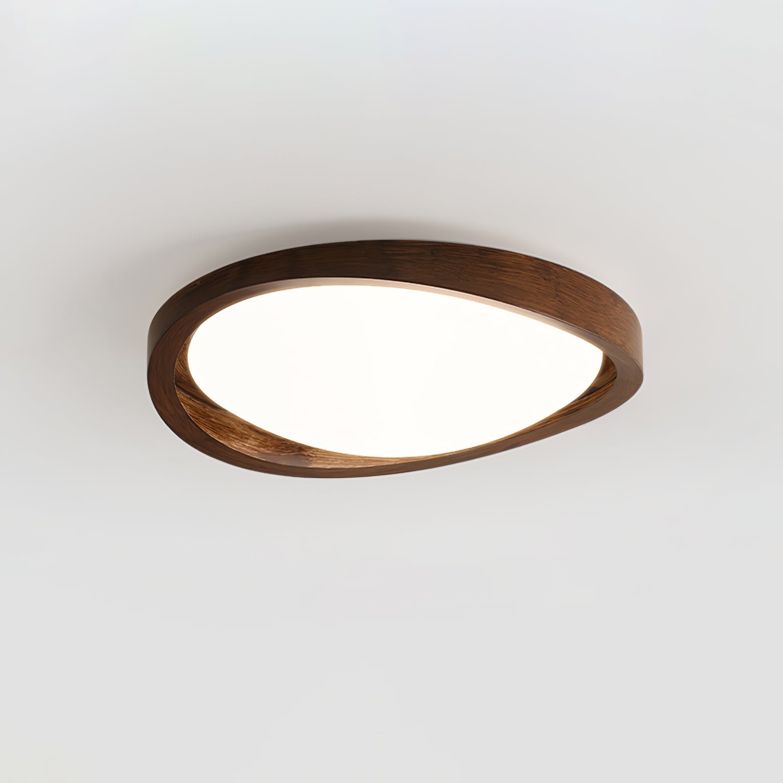 Orzechowy lampa sufitowa LED z zakrzywioną krawędzią do salonu