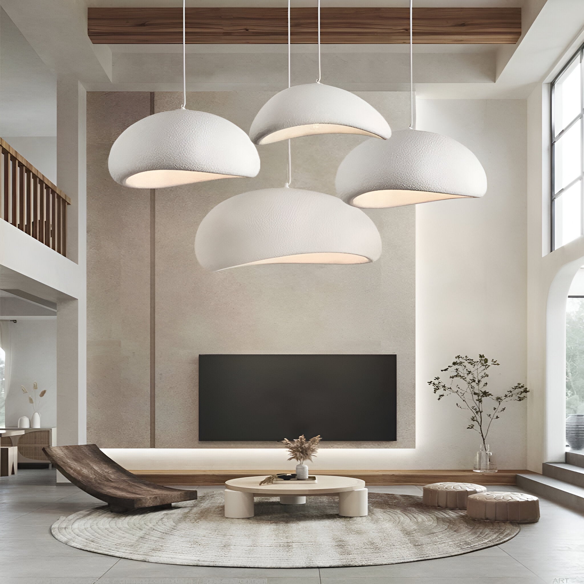 Minimalistyczna lampa sufitowa w stylu japandi