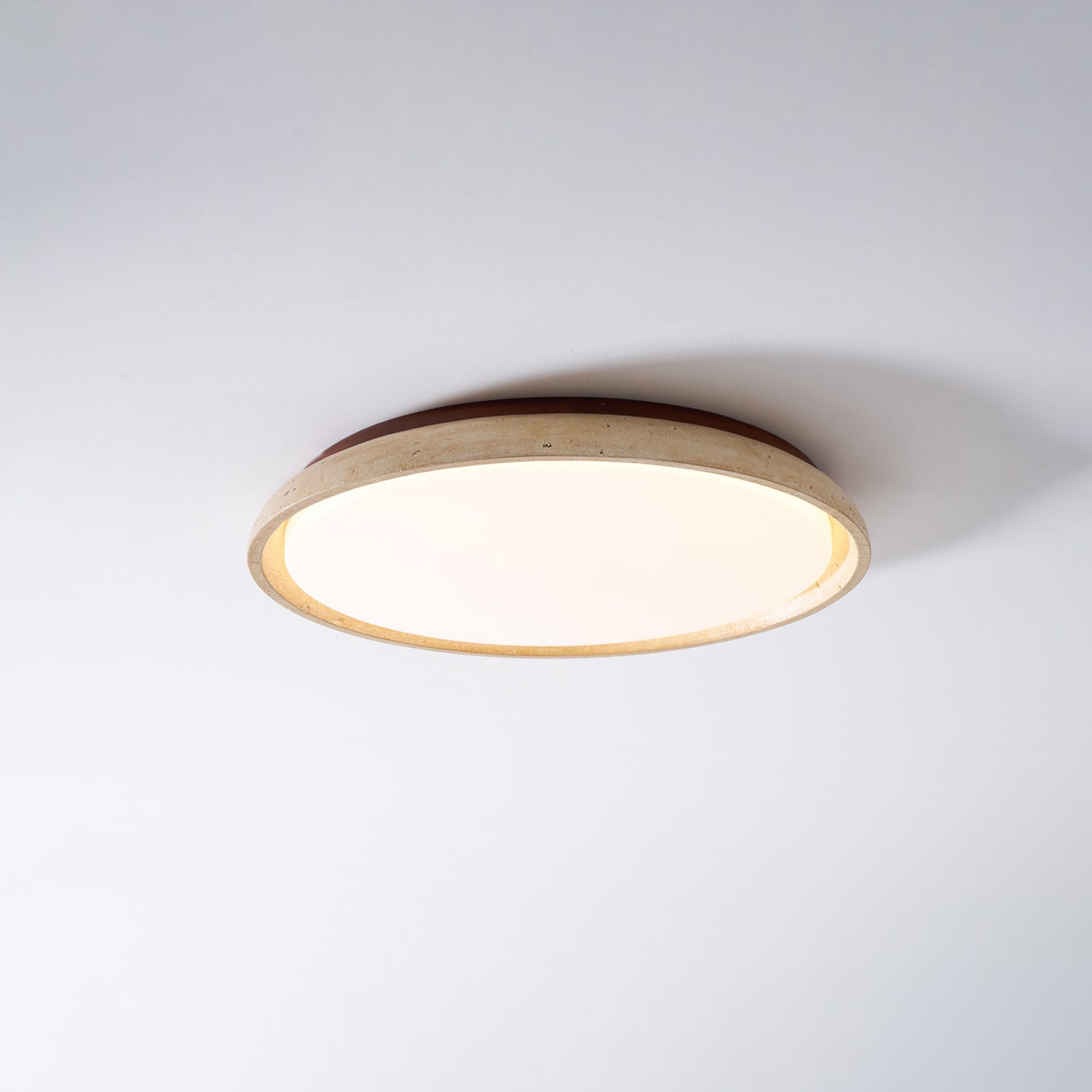 Minimalistyczna trawertyn lampa sufitowa LED z kamienia beżowa
