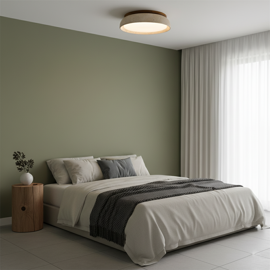 Minimalistyczna trawertyn lampa sufitowa LED z kamienia beżowa