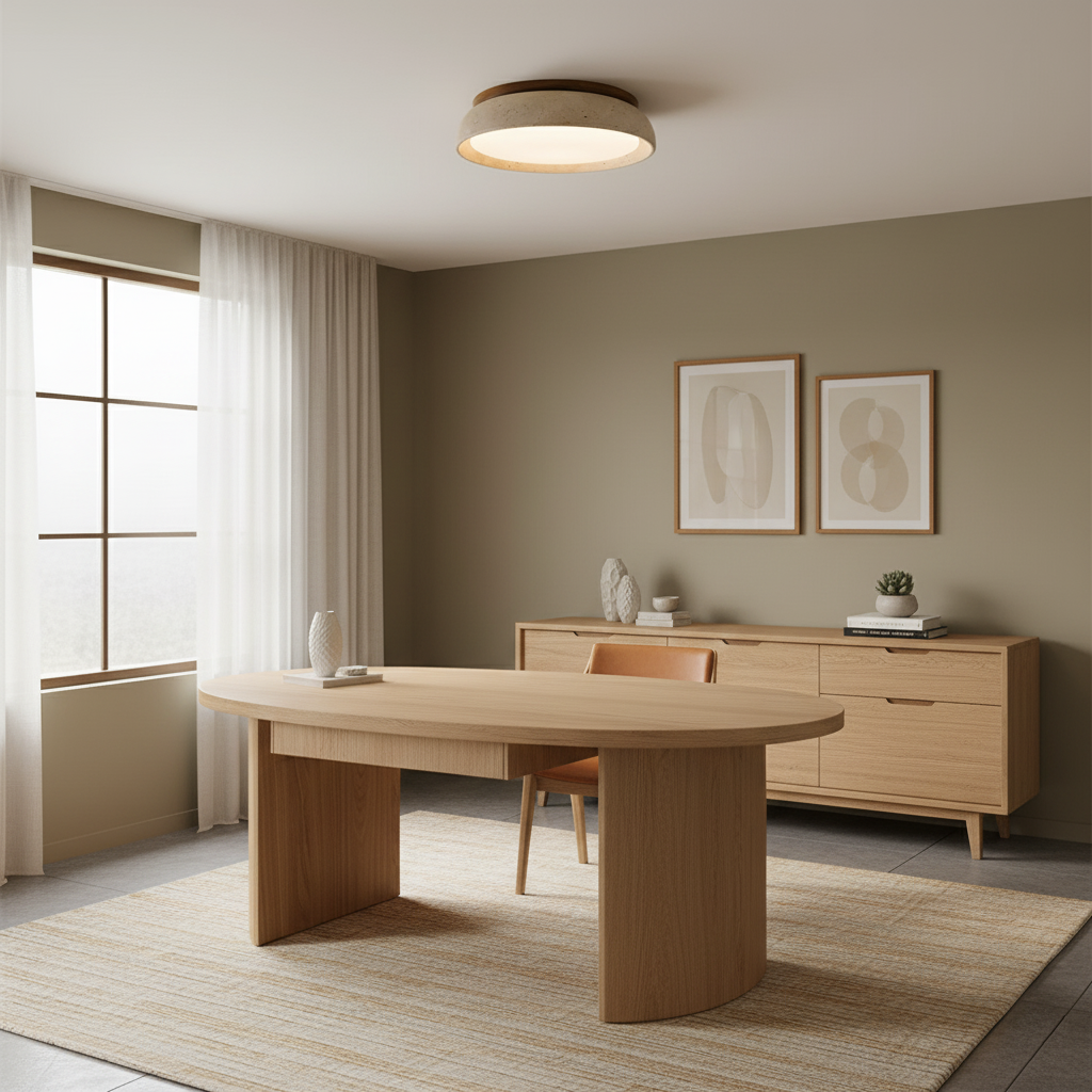 Minimalistyczna trawertyn lampa sufitowa LED z kamienia beżowa