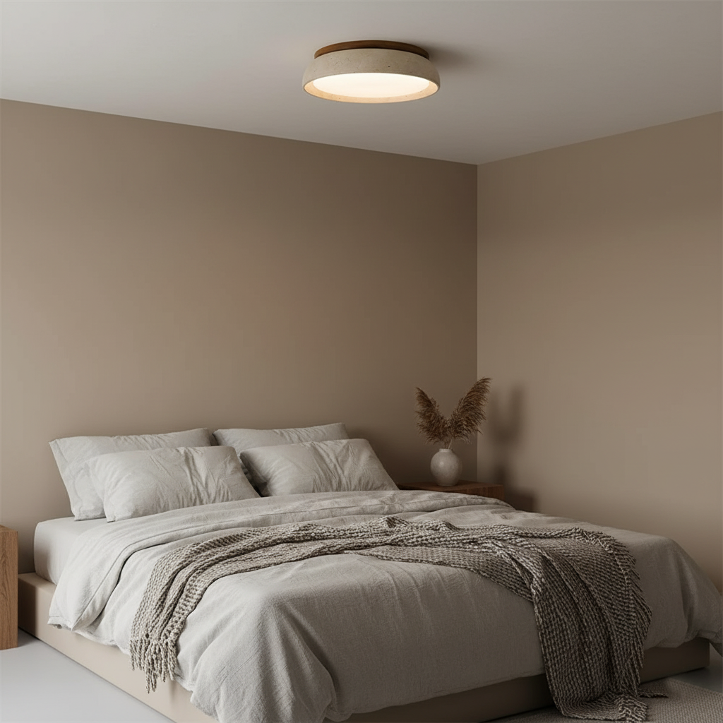 Minimalistyczna trawertyn lampa sufitowa LED z kamienia beżowa