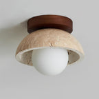 Luksusowa lampa sufitowa z kamienia piedra z opalowym kloszem