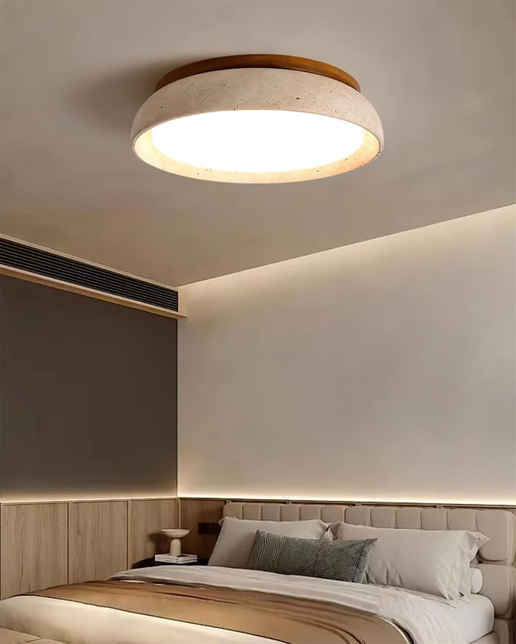 Minimalistyczna trawertyn lampa sufitowa LED z kamienia beżowa