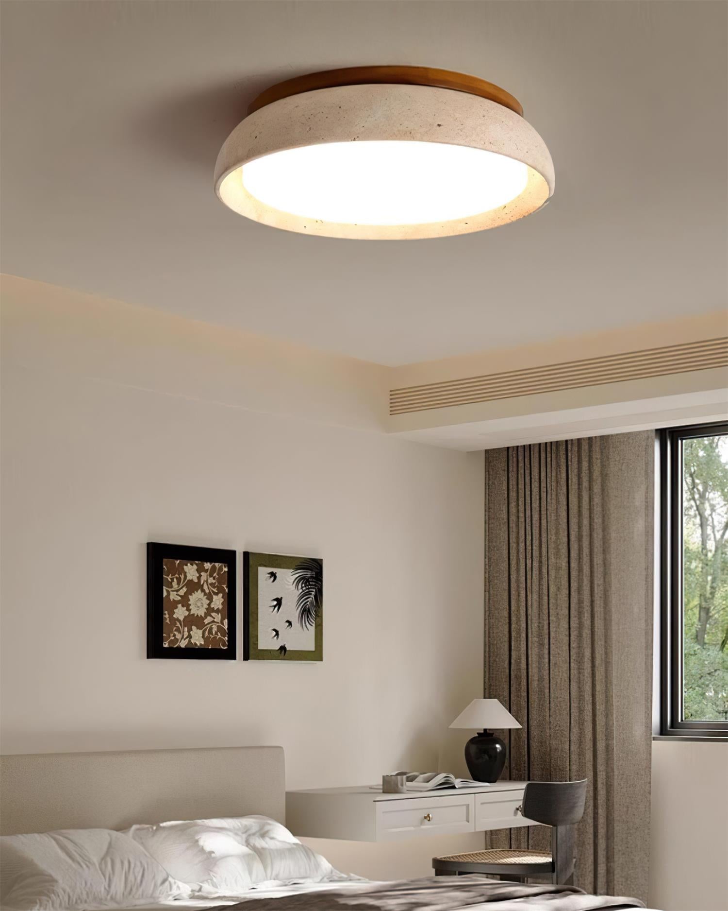 Minimalistyczna trawertyn lampa sufitowa LED z kamienia beżowa