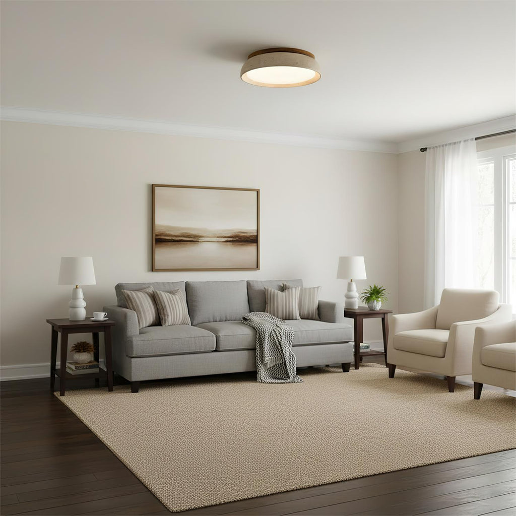 Minimalistyczna trawertyn lampa sufitowa LED z kamienia beżowa