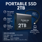 Wydajny 2TB zewnętrzny dysk SSD – Przenośna pamięć dla laptopów i komputerów stacjonarnych