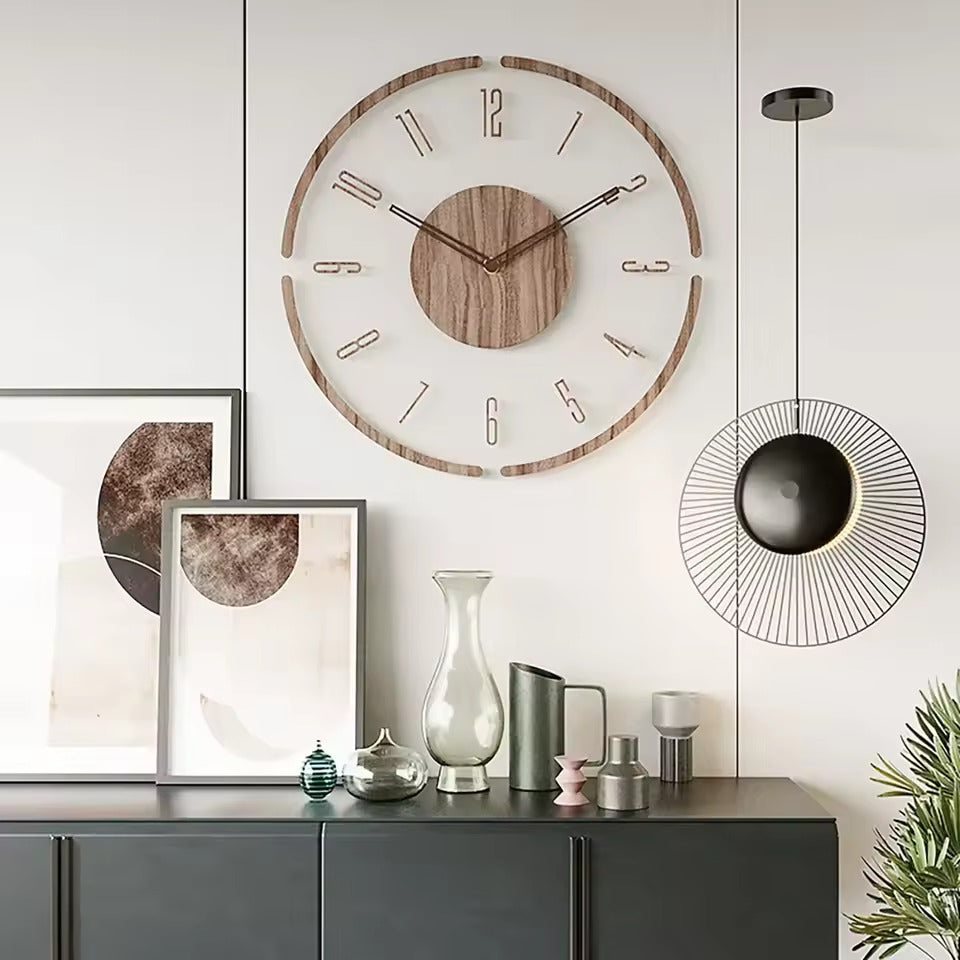 Zegar ścienny drewniany naturalny styl nordycki minimalistyczny