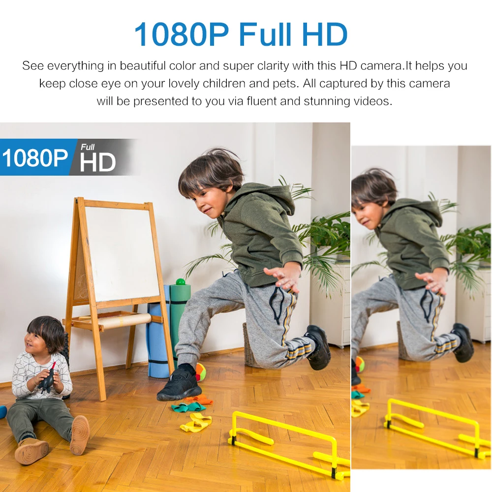 Kompaktowa szerokokątna kamera WiFi HD z funkcją noktowizora