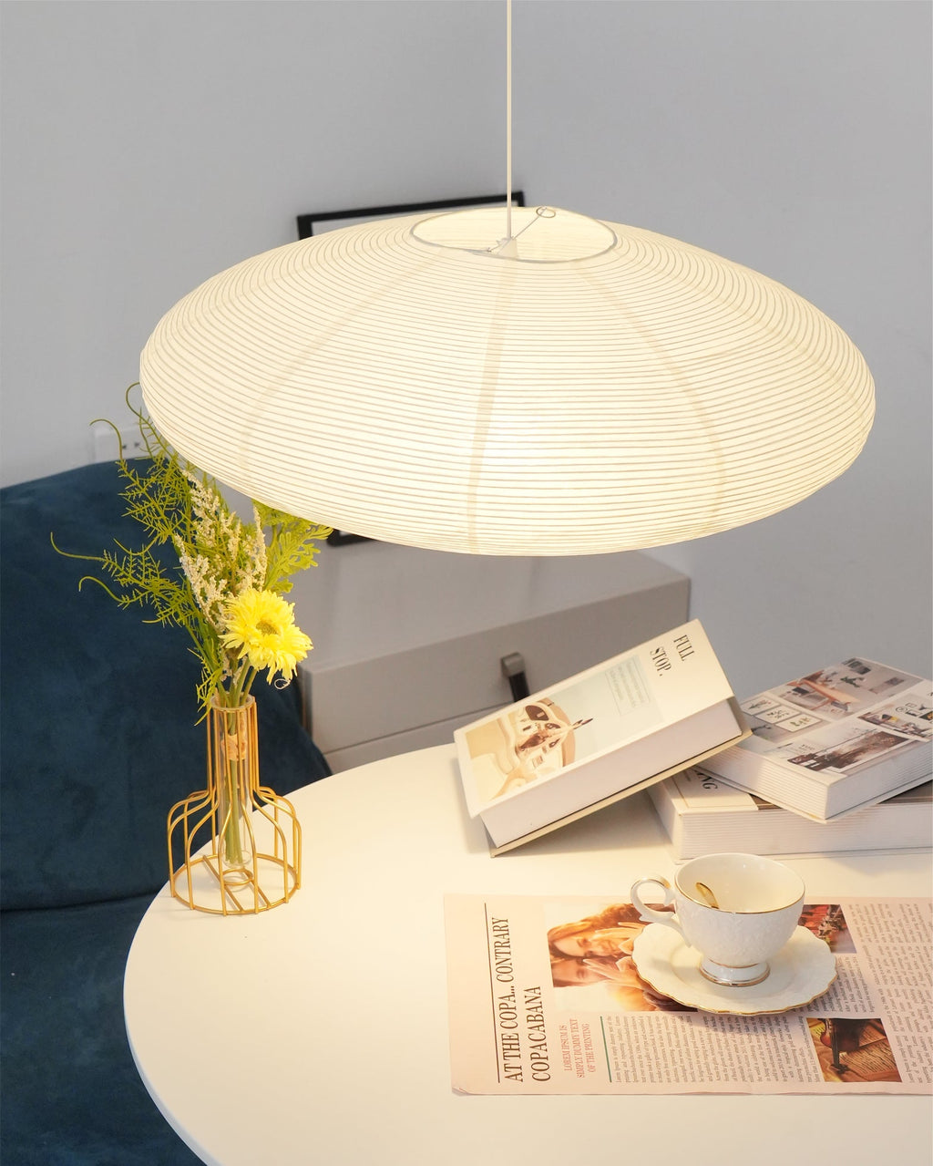 Stylowa Designerska Biała Designerska lampa wisząca Japandi do salonu i jadalni