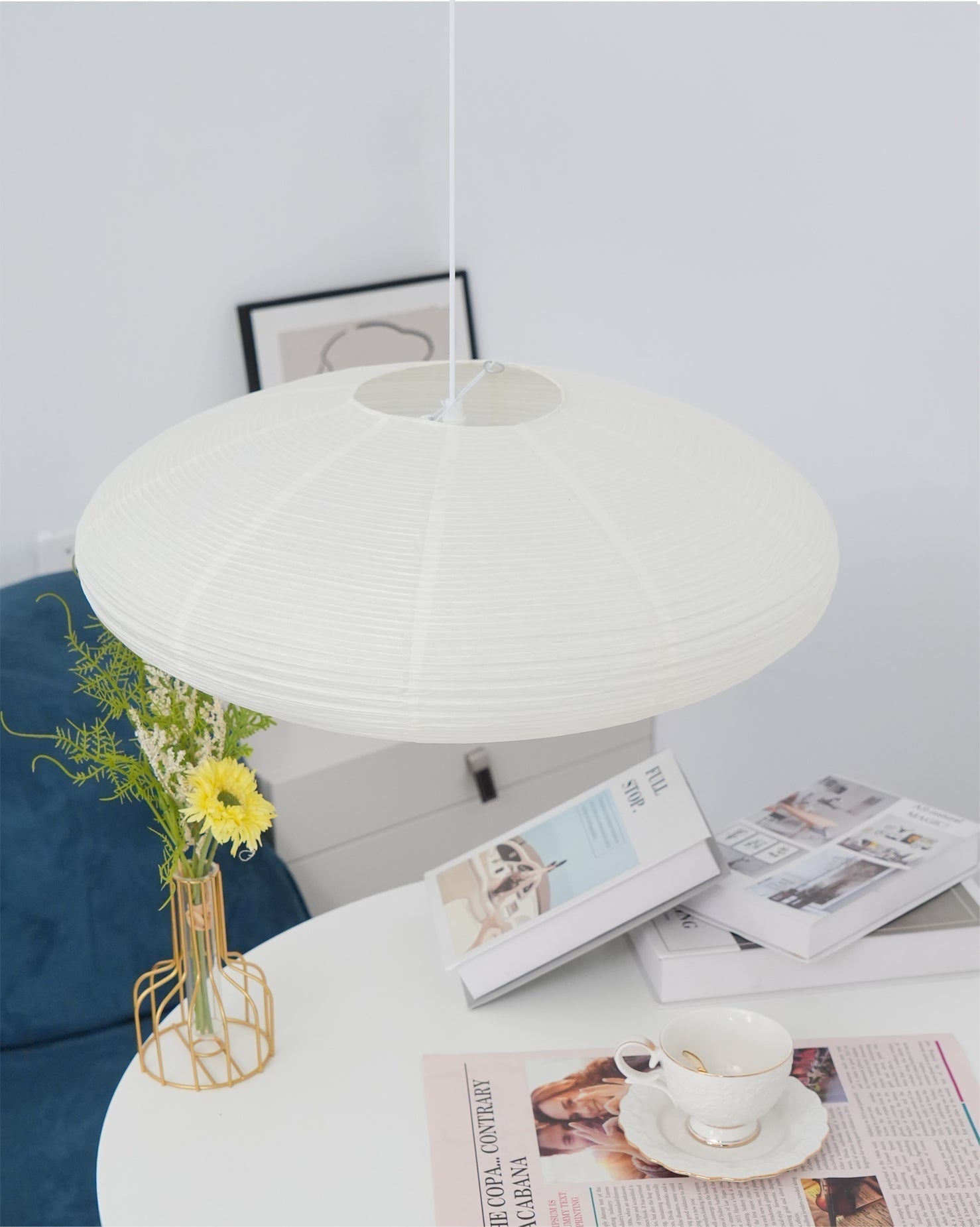Stylowa Designerska Biała Designerska lampa wisząca Japandi do salonu i jadalni