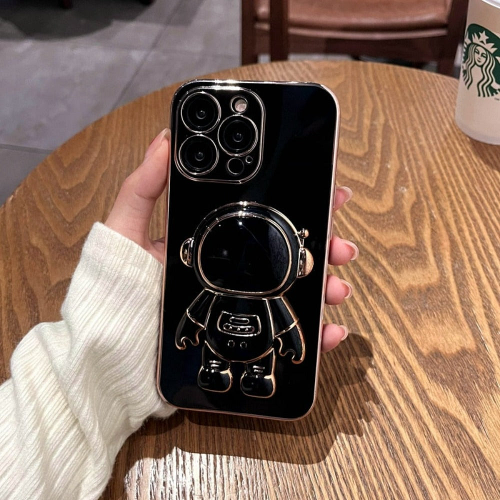 Wytrzymałe smukłe etui na telefon z podstawką iPhone - modny design astronauty