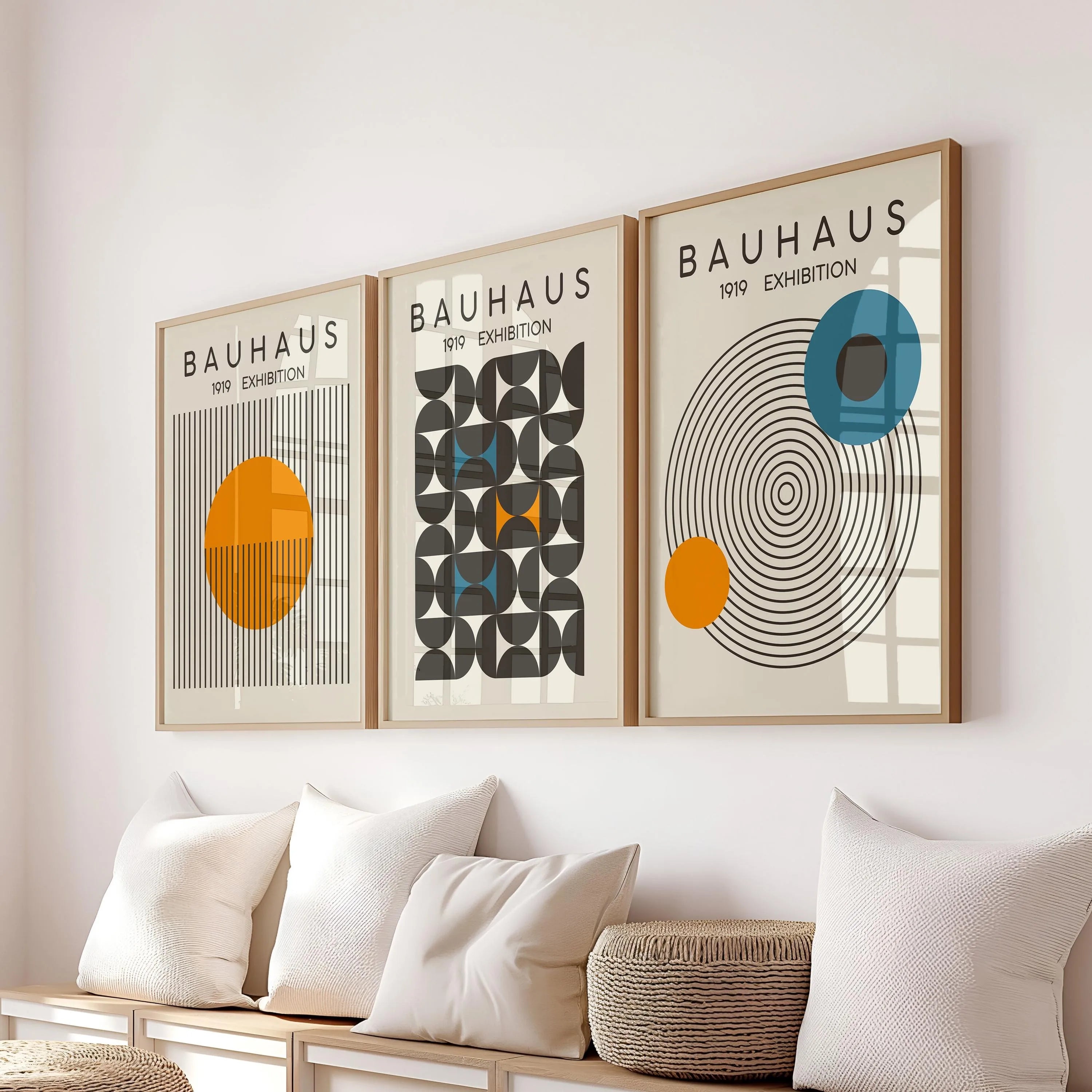 Abstrakcyjny Zestaw Dekoracji Ściennej Wydruki Bauhaus
