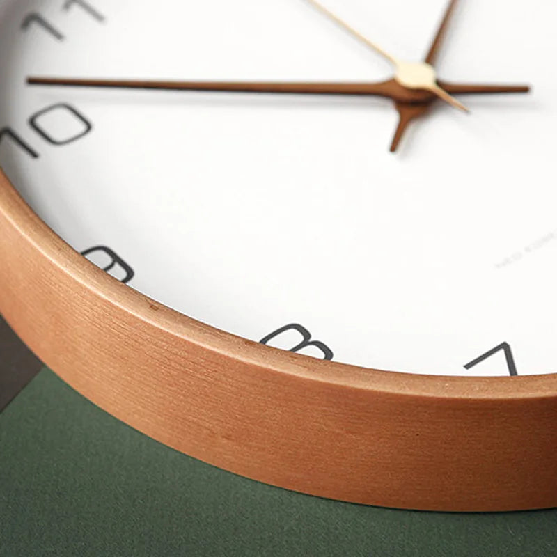 Minimalistyczny Zegar Ścienny – Drewniany i Szklany Design, Cichy Mechanizm Kwarcowy