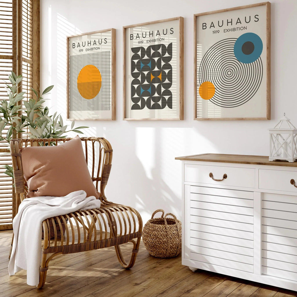 Abstrakcyjny Zestaw Dekoracji Ściennej Wydruki Bauhaus