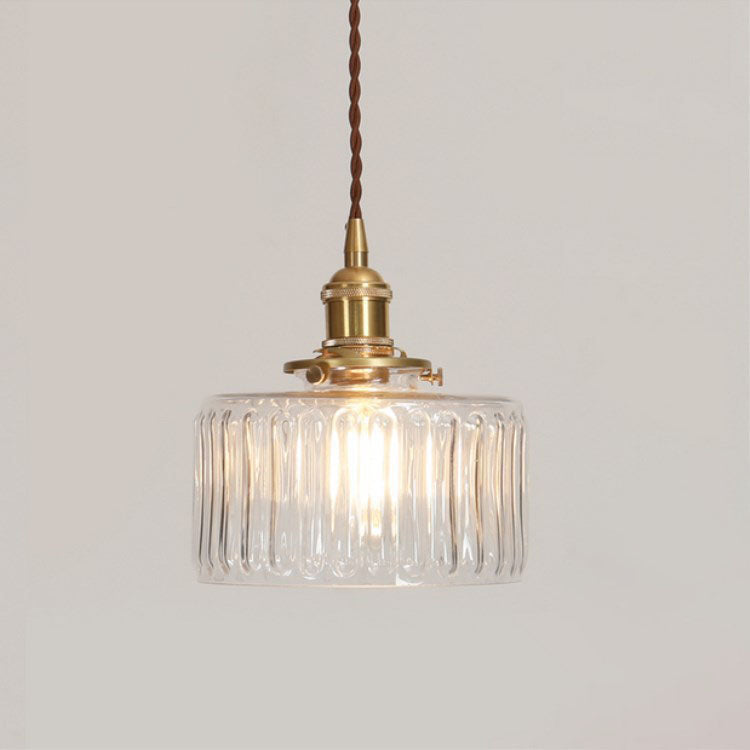 Japońska szklana lampa wisząca z mosiężnymi detalami