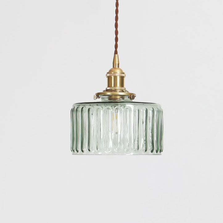 Klasyczna japońska szklana lampa wisząca z mosiężnymi detalami